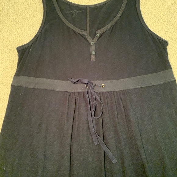 Women’s Large Eddie Bauer 100% Cotton, Black Maxi Dress w/Adjustable Waist Tie - Picture 4 of 15